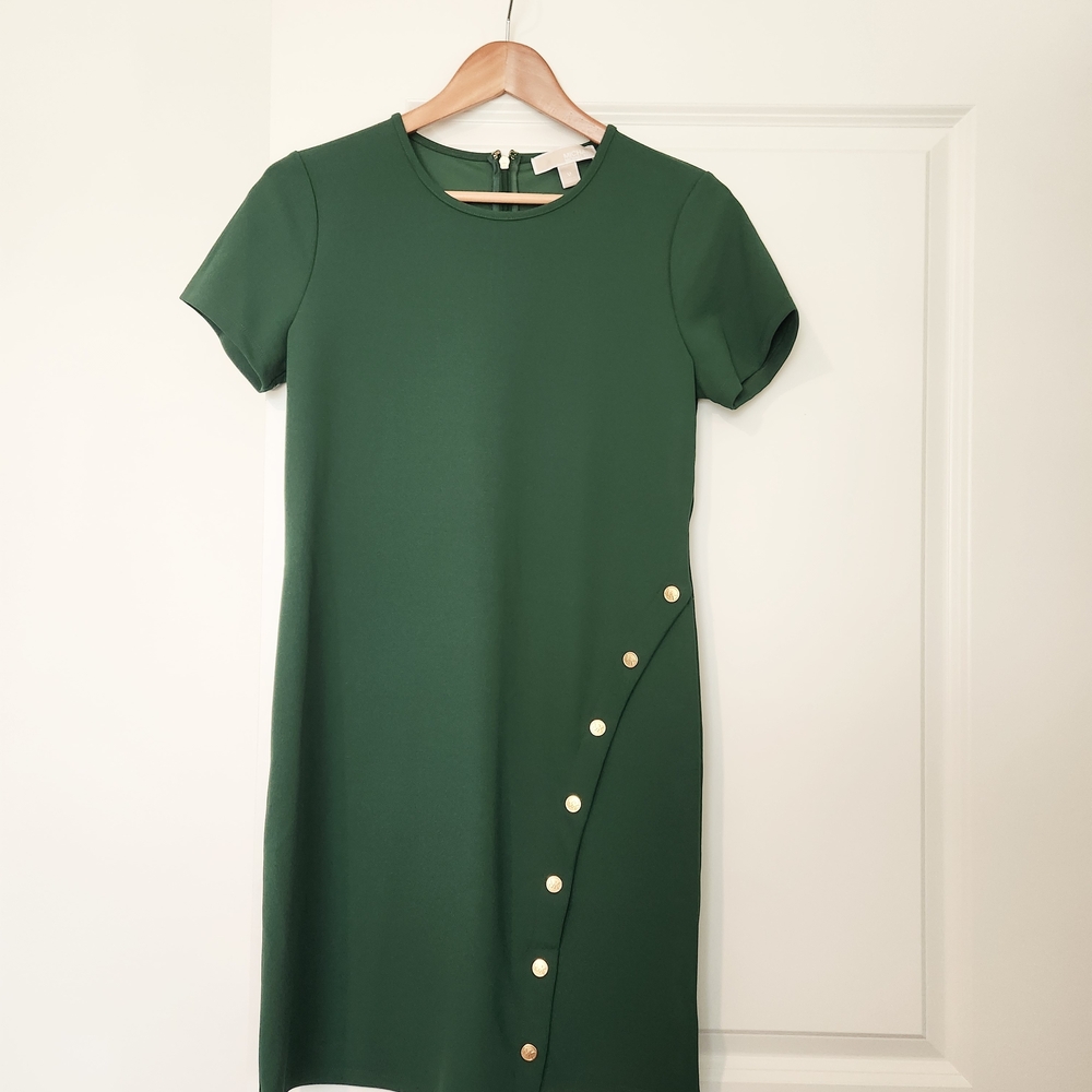 Michael Kors  Green Dress with Button Detail